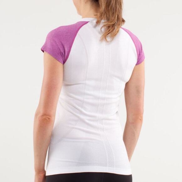 Lululemon Run: Swiftly Tech Short Sleeve White / Ultra Violet Sz 4 - Picture 2 of 8